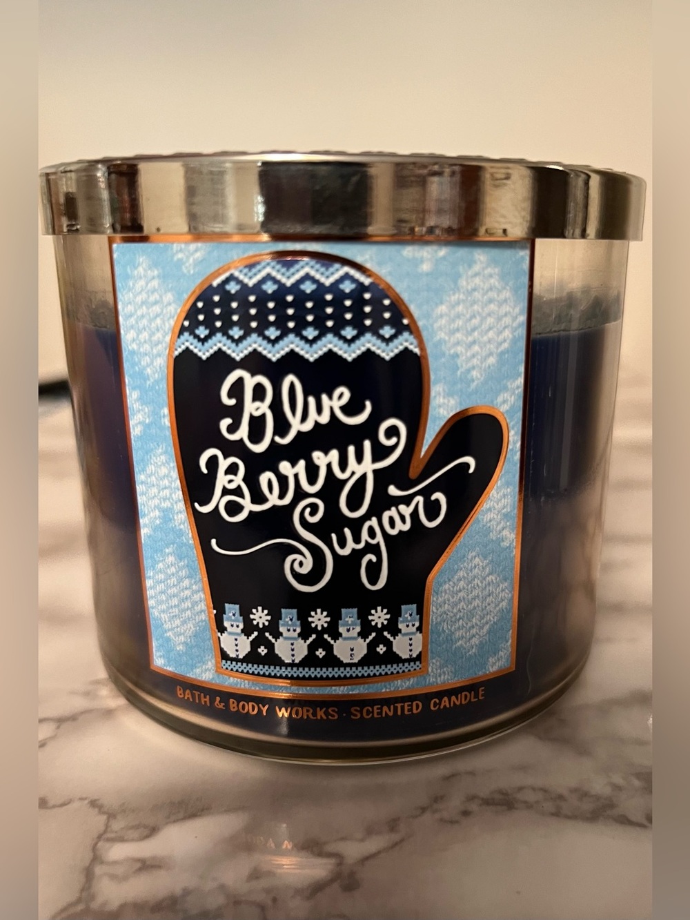 Bath & Body Works Blue Berry Sugar Classic Three Wick Jar Candle ~90%